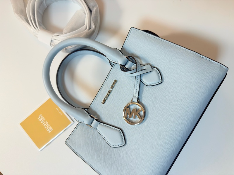 ✔ MICHAEL KORS Sheila 銀字圓標Logo防刮三層提肩兩用包(威尼斯藍) 小款-10