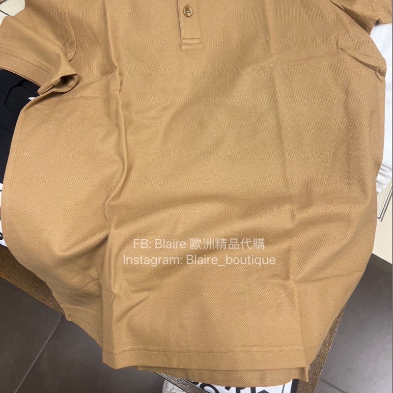 全新Burberry 巴寶莉 男款🚹駝色polo上衣 領子字母logo刺繡設計-2