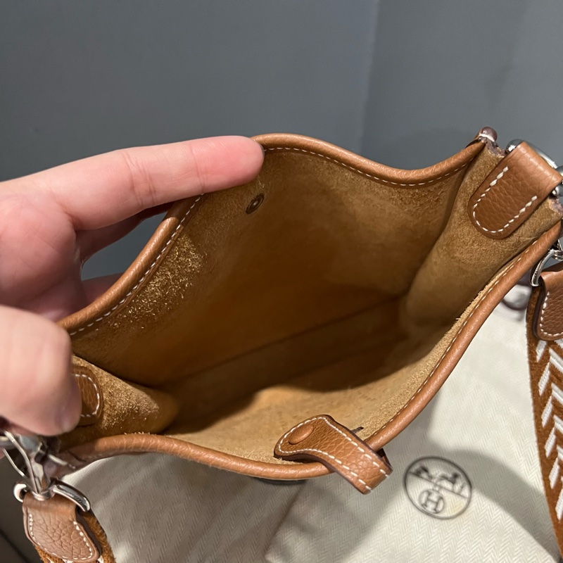 Hermes 愛馬仕 mini evelyne 16 金棕 銀釦-7