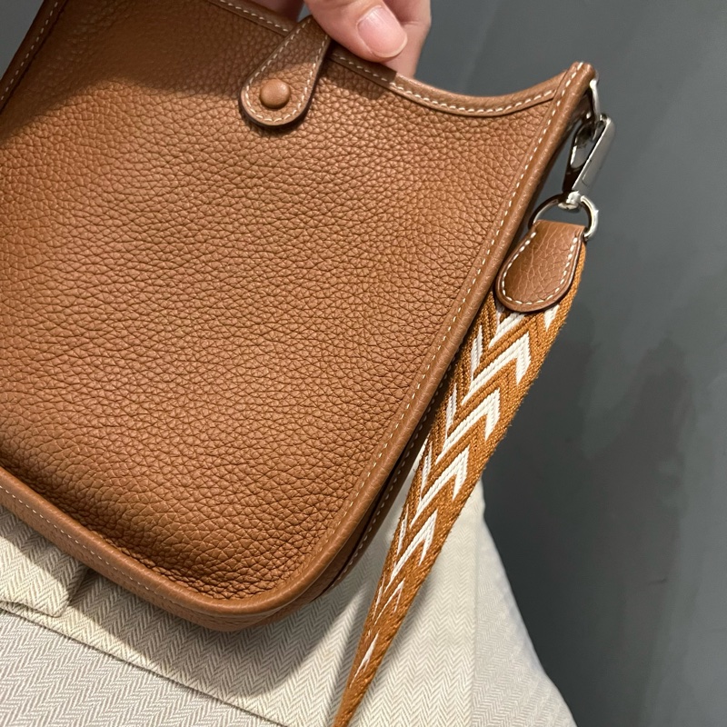 Hermes 愛馬仕 mini evelyne 16 金棕 銀釦-14