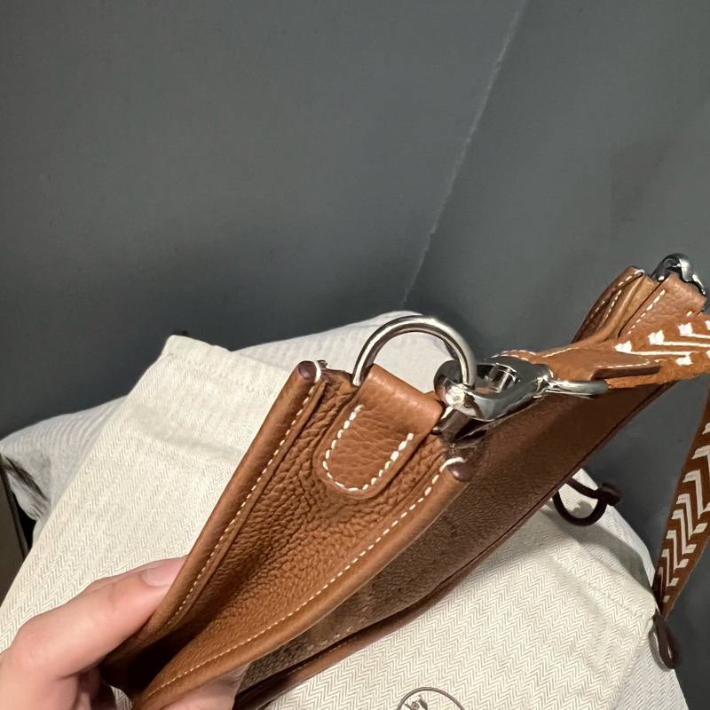 Hermes 愛馬仕 mini evelyne 16 金棕 銀釦-17