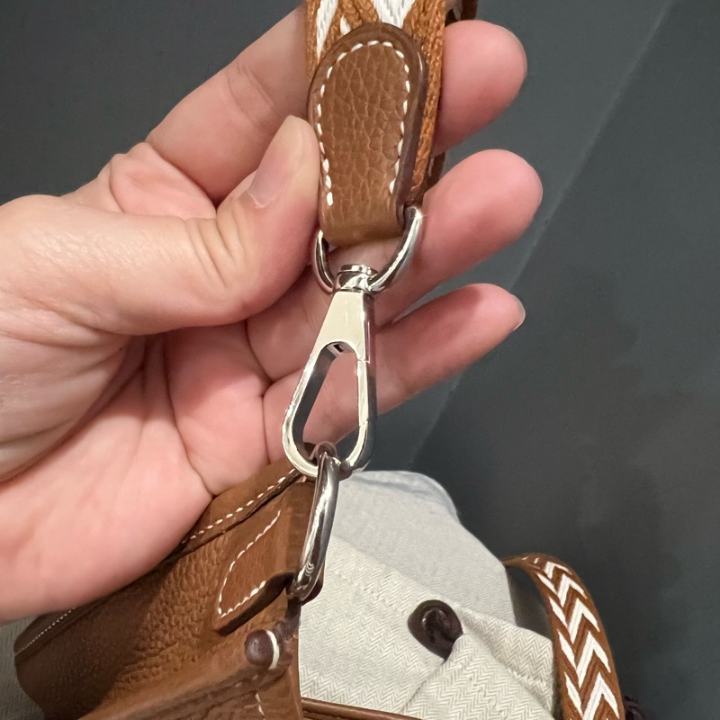 Hermes 愛馬仕 mini evelyne 16 金棕 銀釦-19