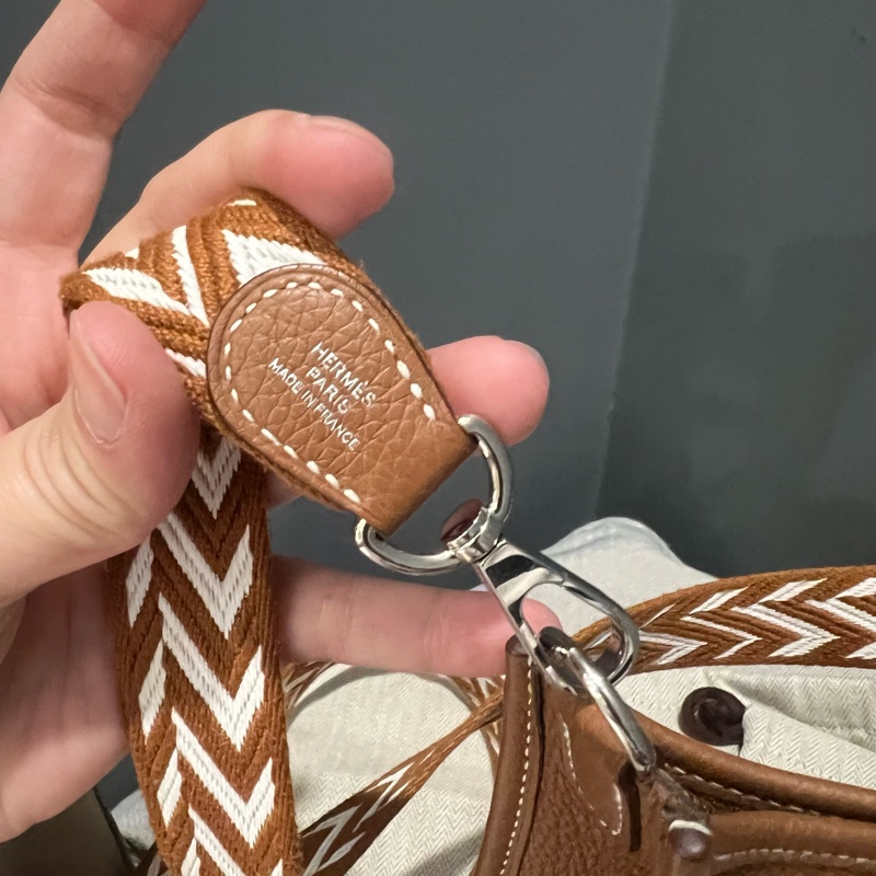 Hermes 愛馬仕 mini evelyne 16 金棕 銀釦-21