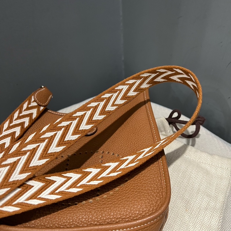 Hermes 愛馬仕 mini evelyne 16 金棕 銀釦-22