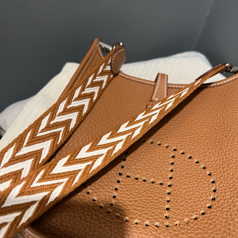 Hermes 愛馬仕 mini evelyne 16 金棕 銀釦-24