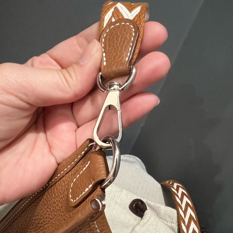 Hermes 愛馬仕 mini evelyne 16 金棕 銀釦-27