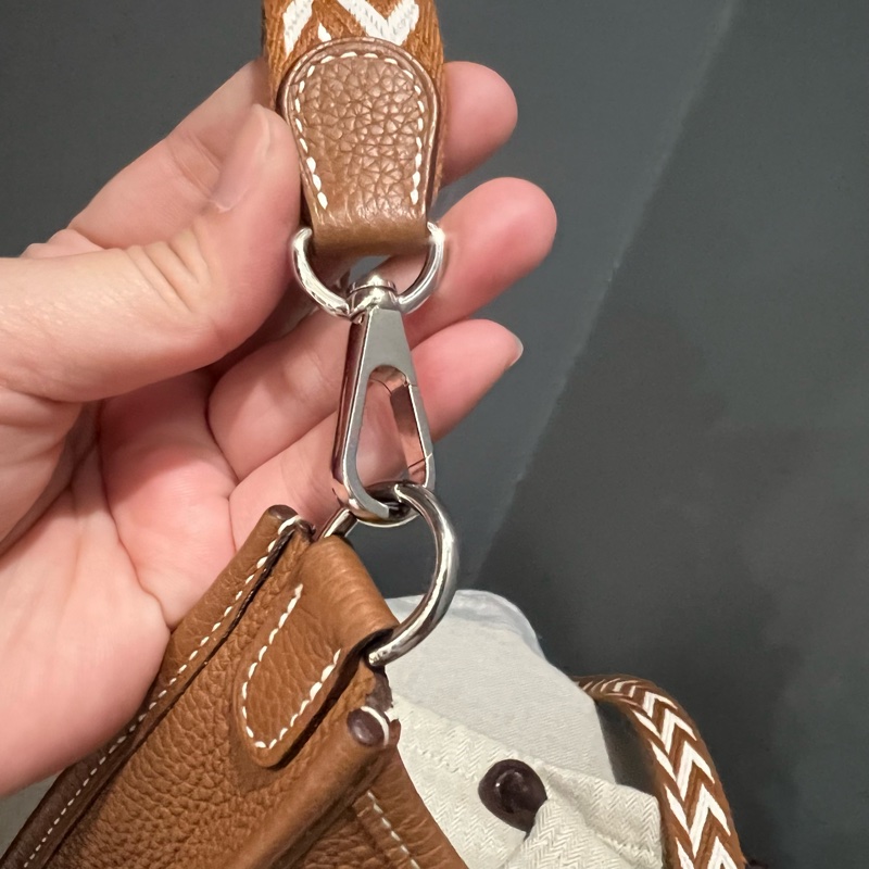 Hermes 愛馬仕 mini evelyne 16 金棕 銀釦-28