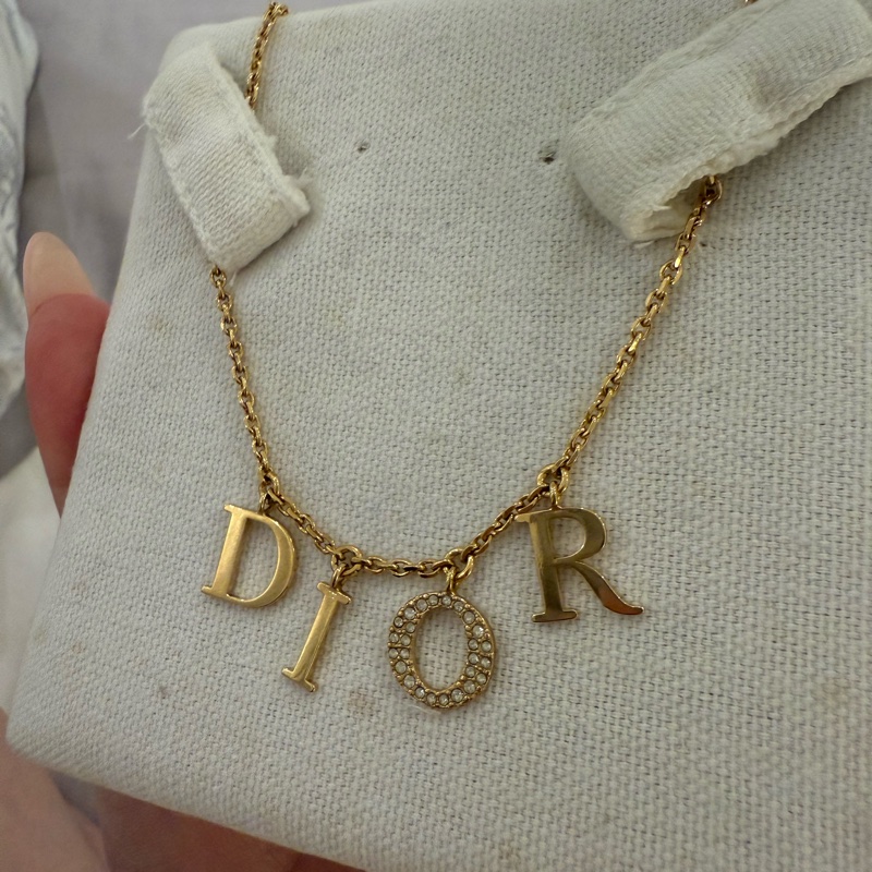 Dior logo帶鑽項鍊-1