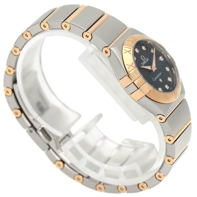 歐米茄 123.20.24.60.53.001 星座系列 藍色 Guilloche 12P 鑽石手錶 精鋼 SSxK18PG K18PG 女士腕錶-1
