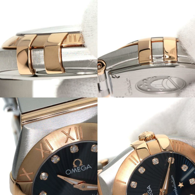 歐米茄 123.20.24.60.53.001 星座系列 藍色 Guilloche 12P 鑽石手錶 精鋼 SSxK18PG K18PG 女士腕錶-7