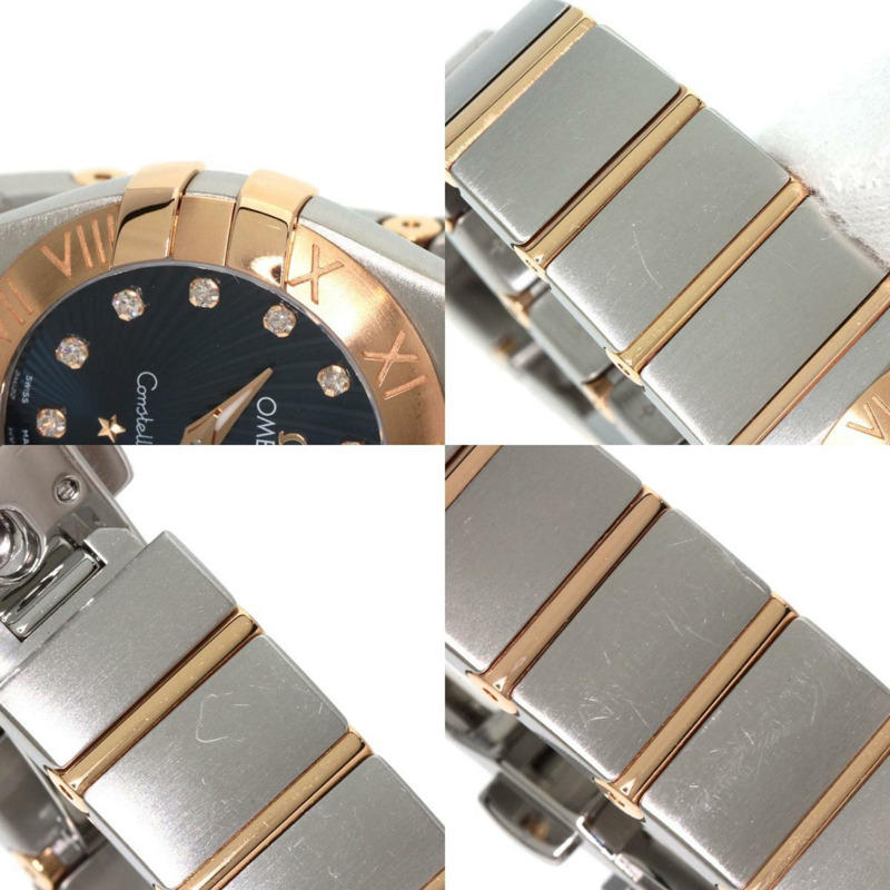 歐米茄 123.20.24.60.53.001 星座系列 藍色 Guilloche 12P 鑽石手錶 精鋼 SSxK18PG K18PG 女士腕錶-8