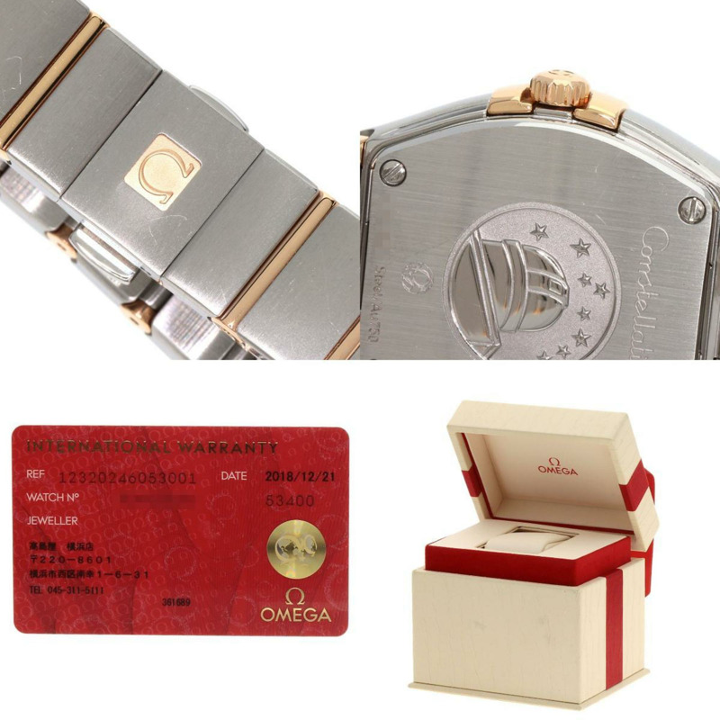 歐米茄 123.20.24.60.53.001 星座系列 藍色 Guilloche 12P 鑽石手錶 精鋼 SSxK18PG K18PG 女士腕錶-9