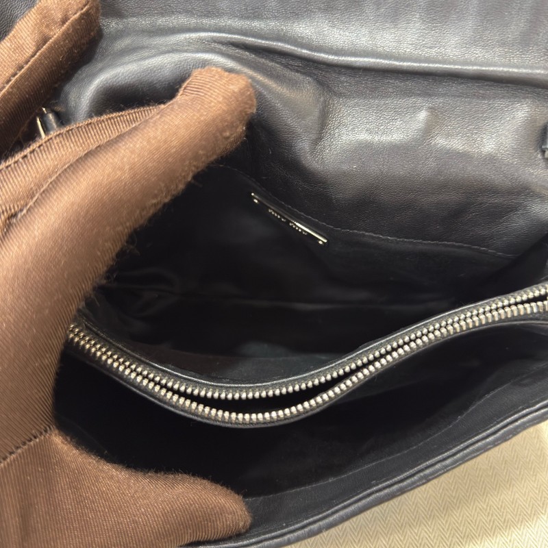 Miumiu/繆繆 黑色 褶皺鏈條包 肩背包-4