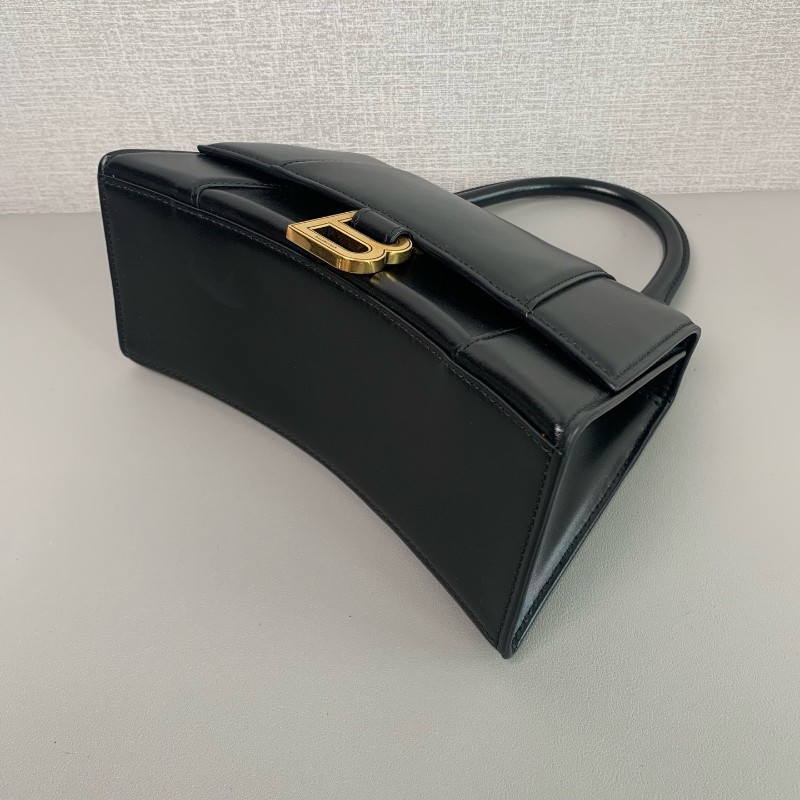 Balenciaga巴黎世家黑色金扣光面沙漏包小號S 23x15cm-4