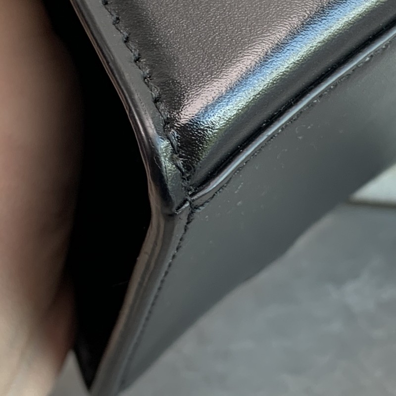 Balenciaga巴黎世家黑色金扣光面沙漏包小號S 23x15cm-19