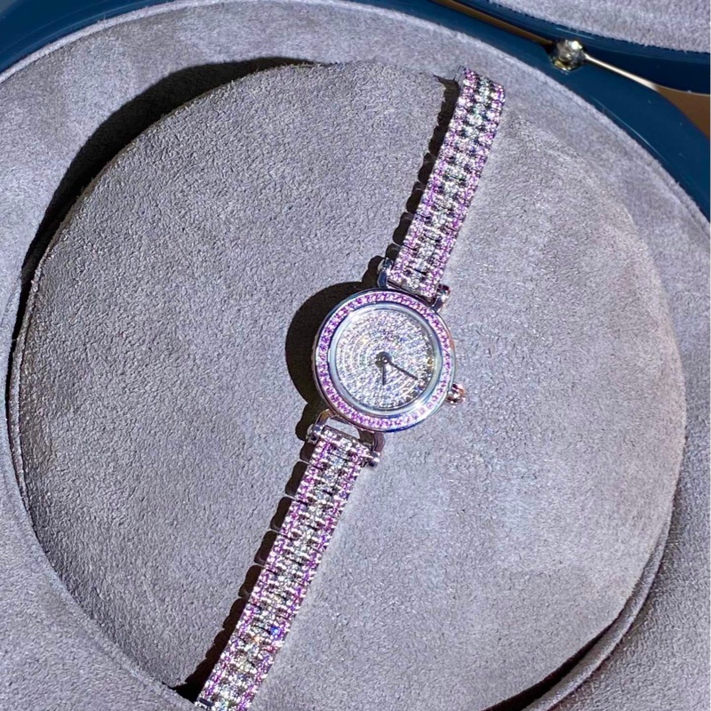 Hermès爱马仕福宝粉钻白金满钻手表 ,2021年购入-0