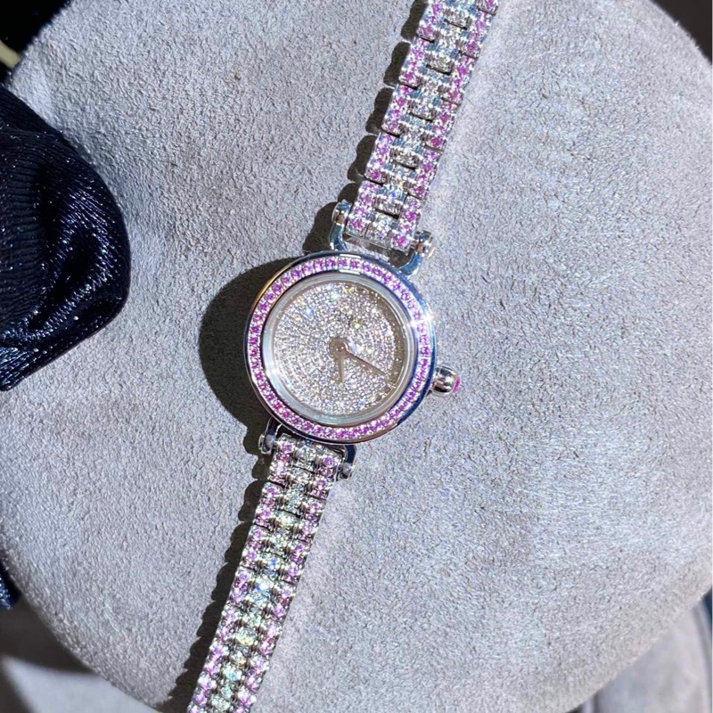 Hermès爱马仕福宝粉钻白金满钻手表 ,2021年购入-6