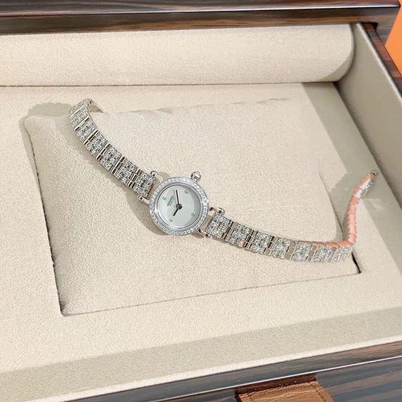 24年新款Hermes愛馬仕福寶白金滿鑽手錶白貝母錶盤，2024購入-1
