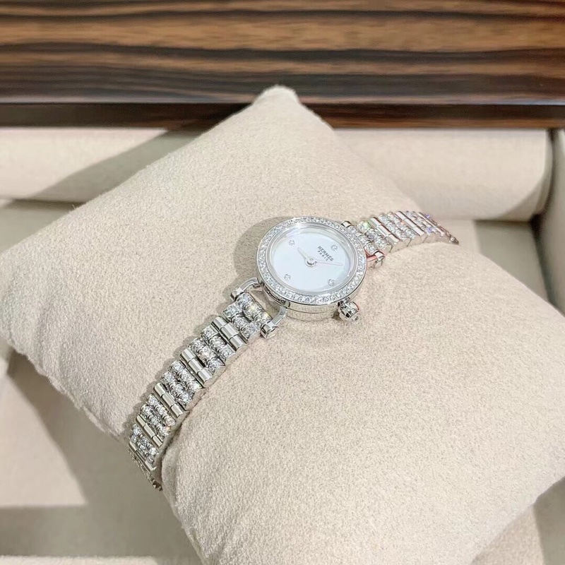 24年新款Hermes愛馬仕福寶白金滿鑽手錶白貝母錶盤，2024購入-3
