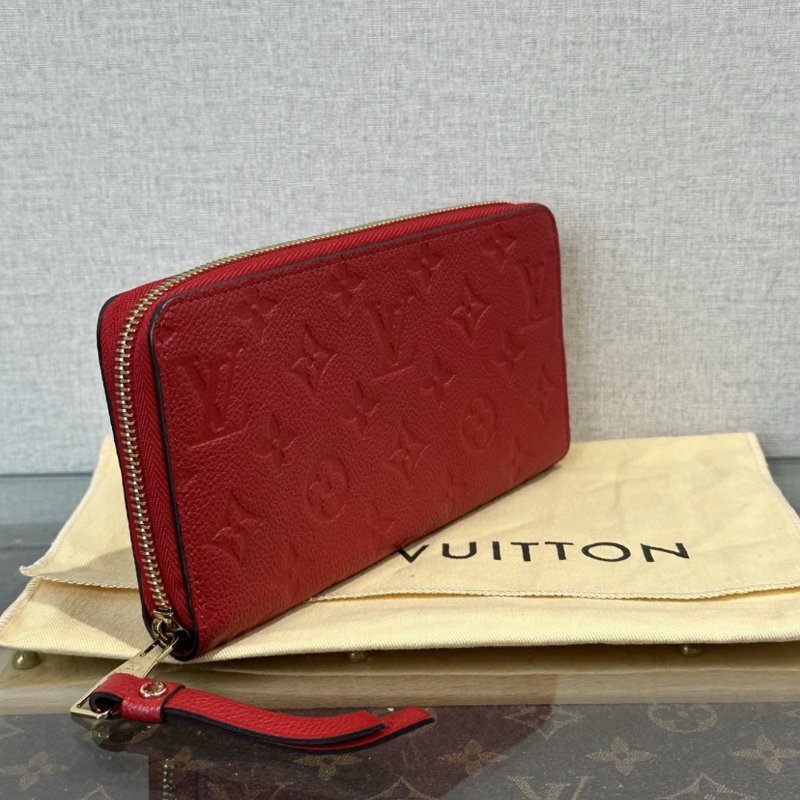 LV 紅色全皮壓花二合一錢包 19.5*10*2 99新配件盒子塵袋購證-1