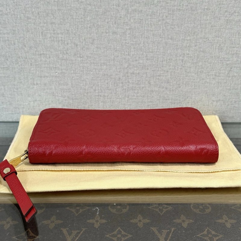 LV 紅色全皮壓花二合一錢包 19.5*10*2 99新配件盒子塵袋購證-3