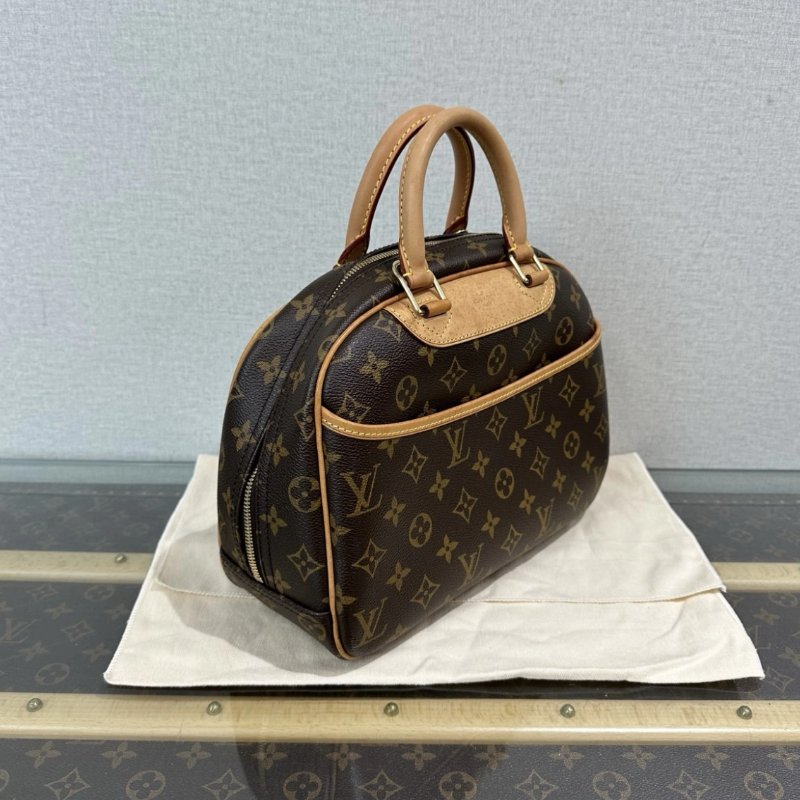 LV 中古老花金扣珍妮手提包 28*20*11 98新配件塵袋鑰匙鎖-1