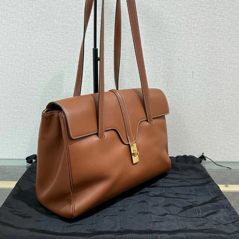 CELINE 棕色金扣 soft16中號肩背手提包 32*22*14 99新配件塵袋購證-1