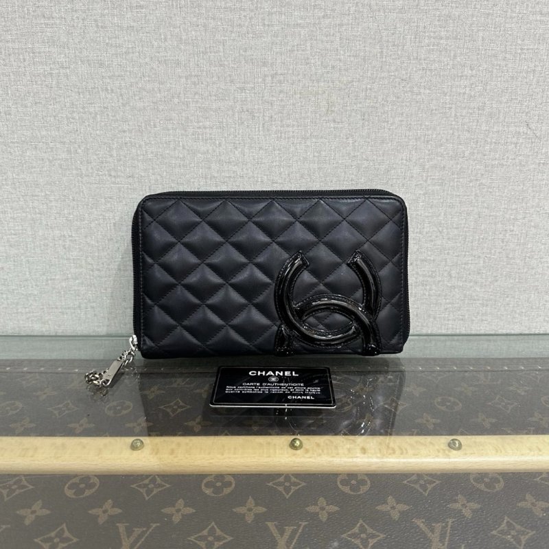 CHANEL 黑銀康鵬卡包手拿包 20*13*2 99新配件保卡塵袋-0