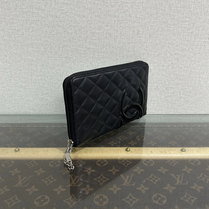 CHANEL 黑銀康鵬卡包手拿包 20*13*2 99新配件保卡塵袋-1