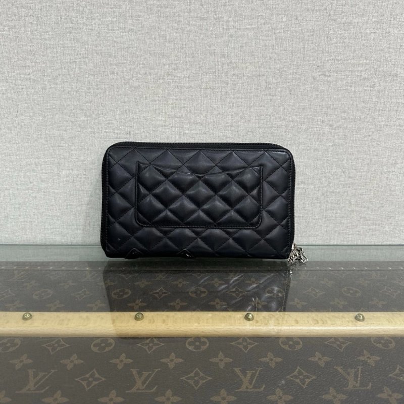 CHANEL 黑銀康鵬卡包手拿包 20*13*2 99新配件保卡塵袋-5