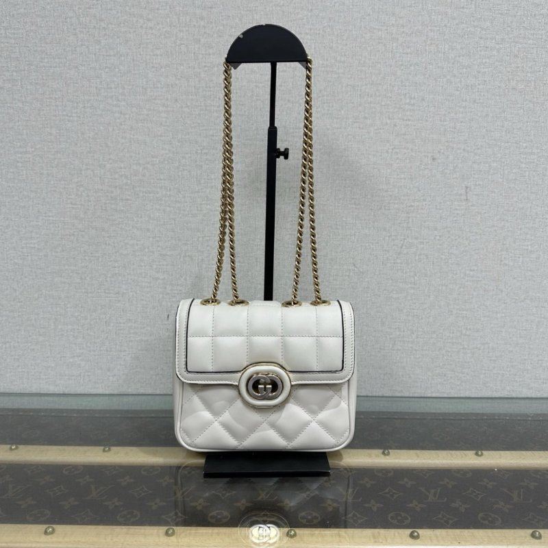 GUCCI 白金Deco互扣雙G肩背手提斜背包 18*14.5*8 98新配件塵袋-0