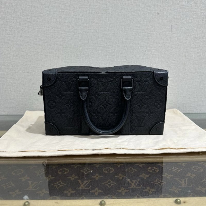 LV 秀款磨砂黑SpeedySoftTrunk稻草人盒子包 芯片款 27*15*12 98新配件塵袋-5