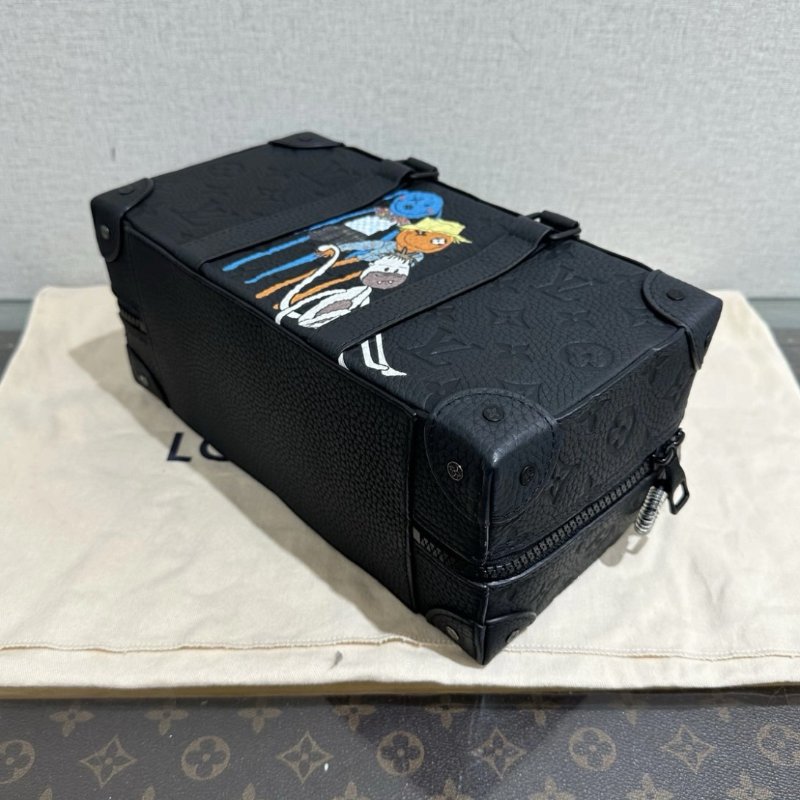 LV 秀款磨砂黑SpeedySoftTrunk稻草人盒子包 芯片款 27*15*12 98新配件塵袋-2