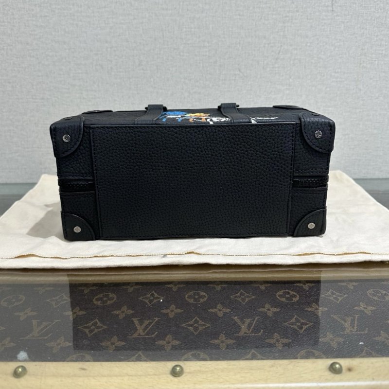 LV 秀款磨砂黑SpeedySoftTrunk稻草人盒子包 芯片款 27*15*12 98新配件塵袋-3