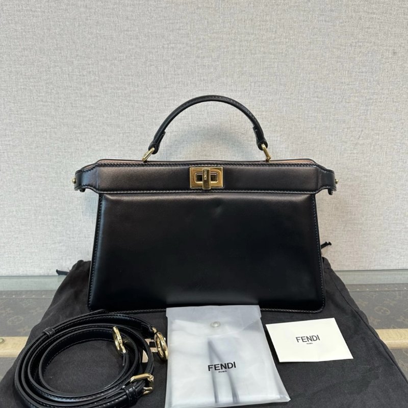 FENDI 黑金 Peekaboo手提肩背斜背包 29*18*11 99新配件塵袋雨衣-0