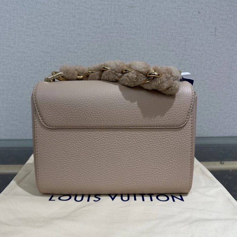 LV 粉金twist毛呢手提肩背斜背包 芯片款 20*15*8 99新配件盒子塵袋鏡子吊牌-5