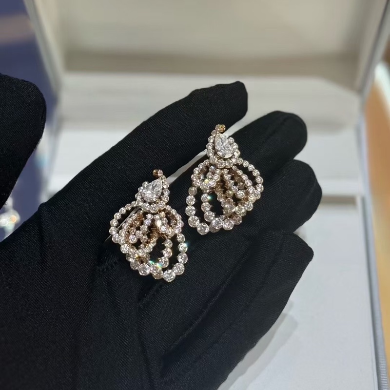 迪奧Dior 頂級珠寶 ARCHI 玫瑰金 滿鑽 水滴鑽 耳飾 配件 GIA證書 ,保卡💎主石0.6ct/0.61ct-1