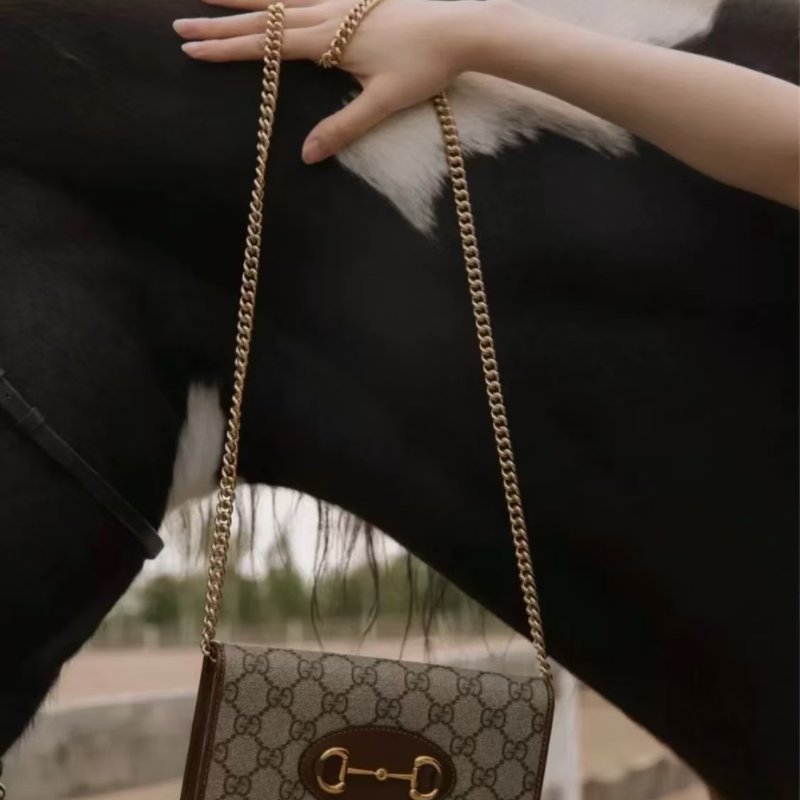 Gucci 1955woc 棕邊老花斜背包 全新-3