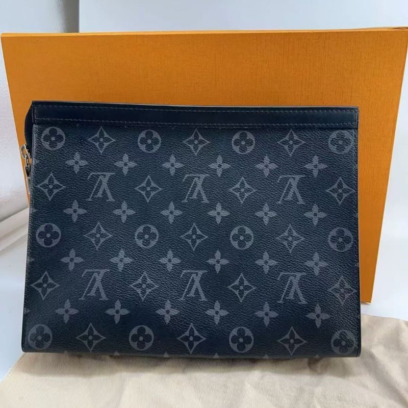 LV 芯片款 黑花26底長 手拿包 全新-0