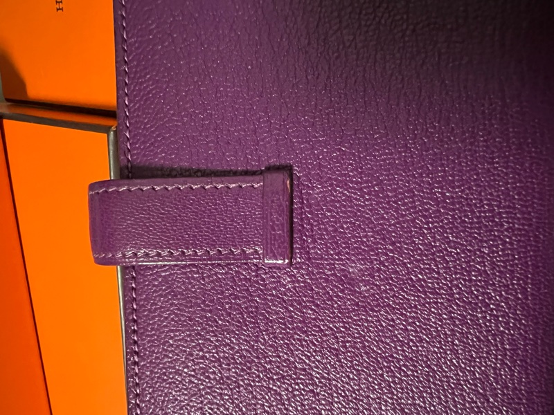 二手 Hermes 愛馬士 H銀扣長夾 Bearn Soufflet  山羊皮／海葵紫色-2