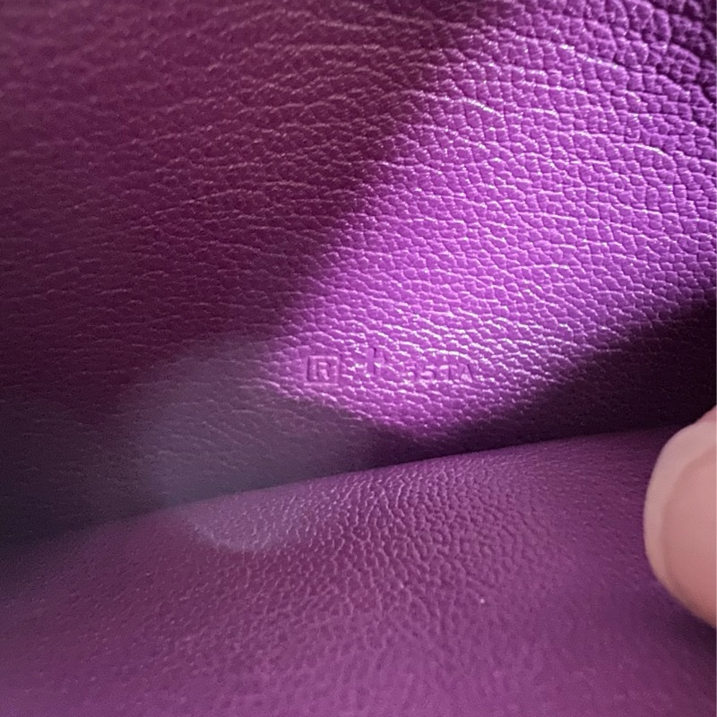 二手 Hermes 愛馬士 H銀扣長夾 Bearn Soufflet  山羊皮／海葵紫色-33