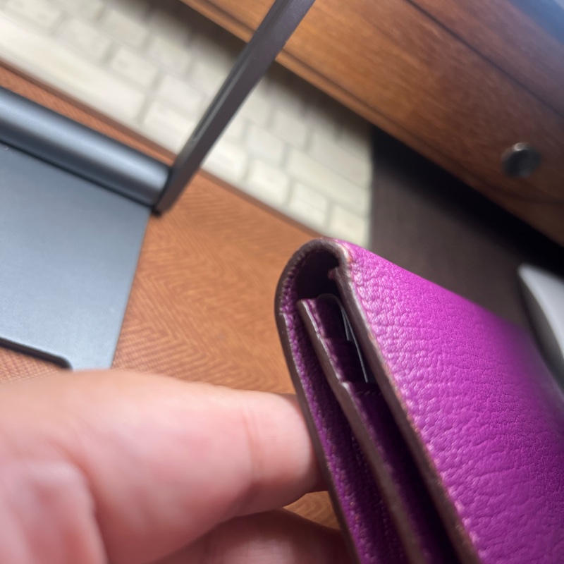 二手 Hermes 愛馬士 H銀扣長夾 Bearn Soufflet  山羊皮／海葵紫色-37