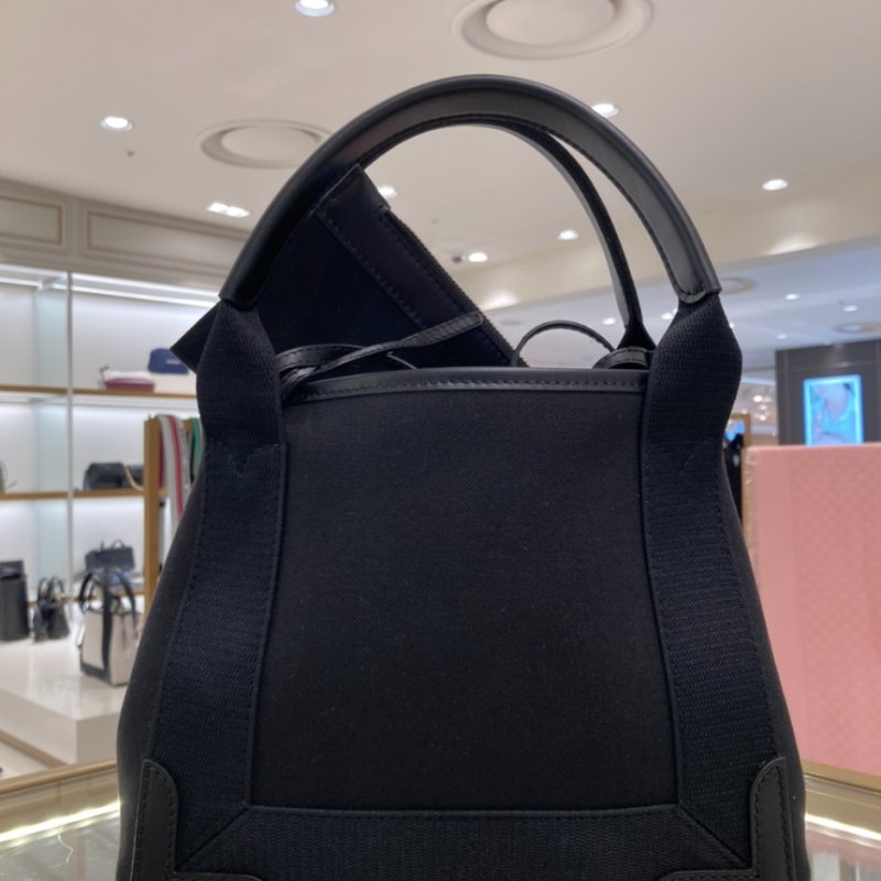 🎉新品好折扣✨Balenciaga 390346 Navy XS Cabas 帆布包 經典黑 附可斜背長肩帶-5