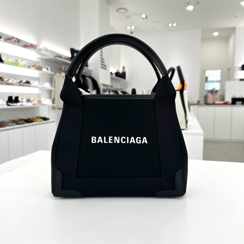 🎉新品好折扣✨Balenciaga 390346 Navy XS Cabas 帆布包 經典黑 附可斜背長肩帶-7