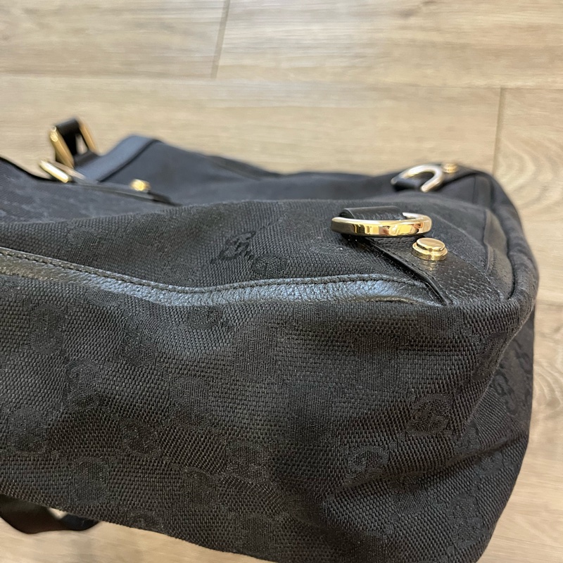 Gucci 黑金經典GG壓紋緹花托特手提包-9