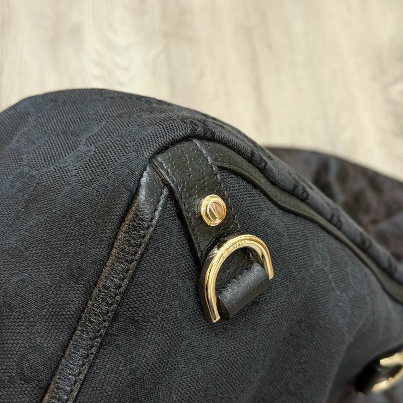Gucci 黑金經典GG壓紋緹花托特手提包-5