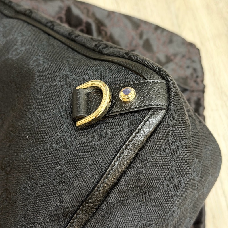 Gucci 黑金經典GG壓紋緹花托特手提包-8