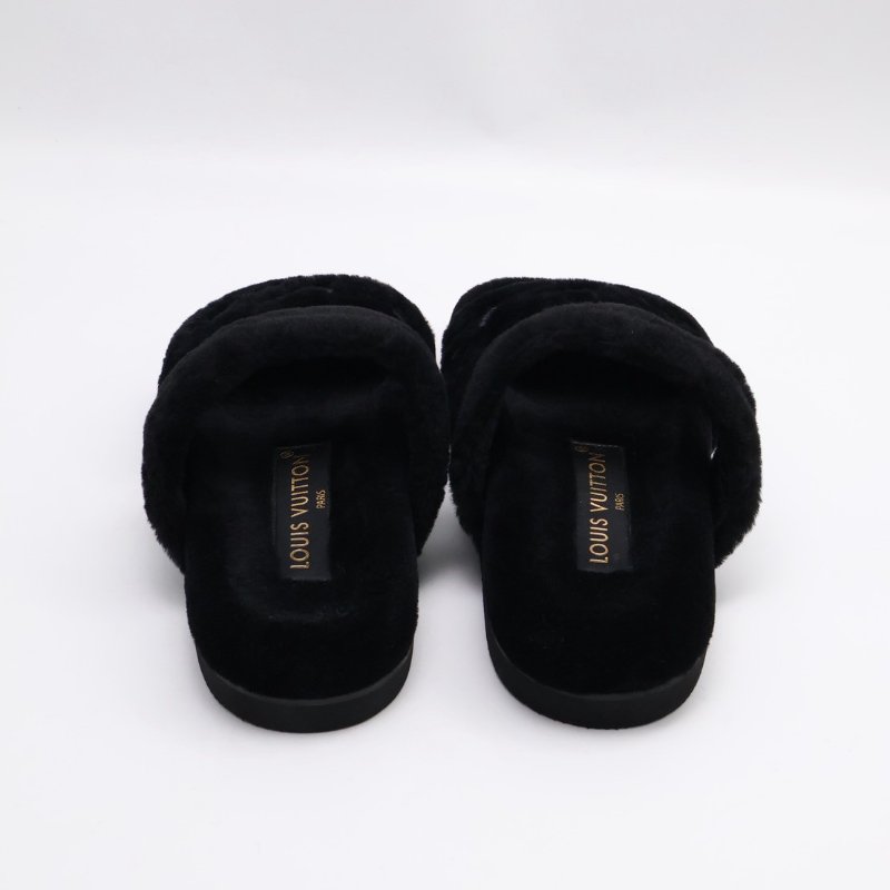 LOUIS VUITTON Sunset 平底毛毛穆勒涼鞋 - 黑 36-4