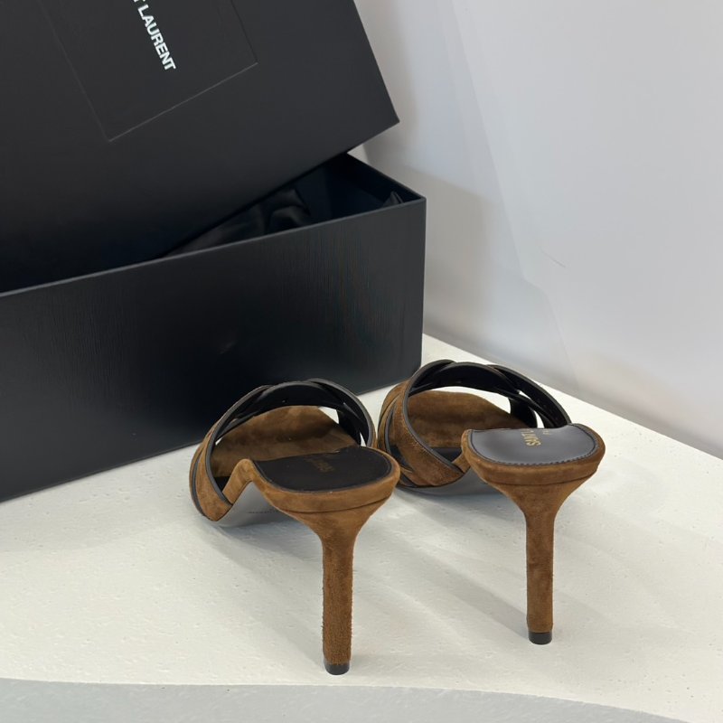 YSL Tribute麂皮高跟鞋 - 棕 35.5-2