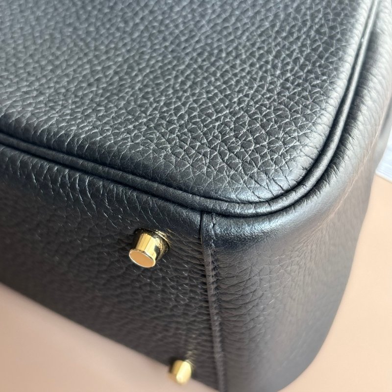 ::HERMES 愛馬仕:: W刻黑色皮革金釦MINI LINDY手提斜背包-14
